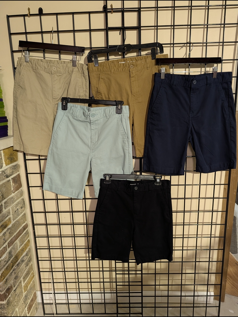 Old Navy Boy's Flat Front Shorts - Beige, Mustard, Light Blue, Navy, Black-